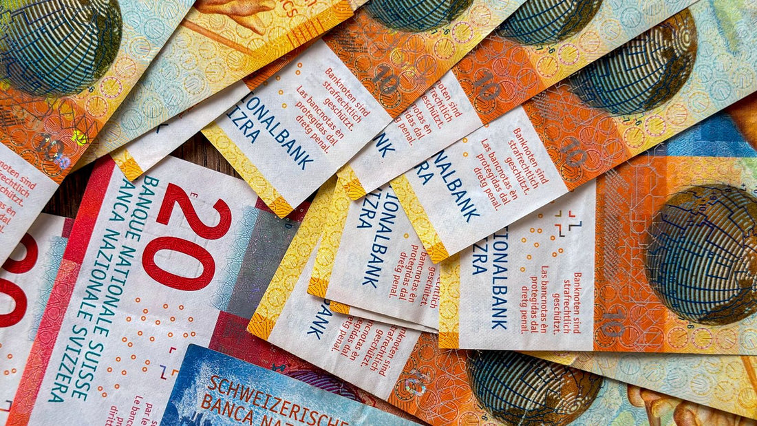 Banconote autentiche in franchi svizzeri, valuta CHF e mercato dei cambi