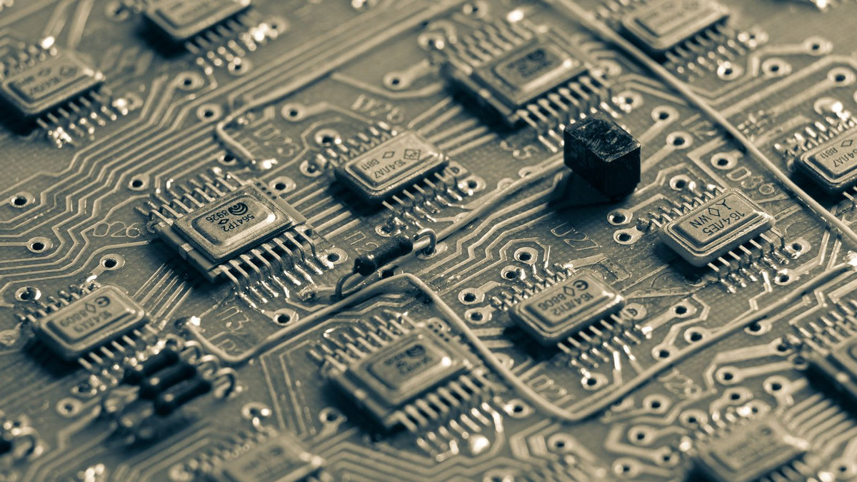 Microchip e circuiti su scheda elettronica, industria dei semiconduttori