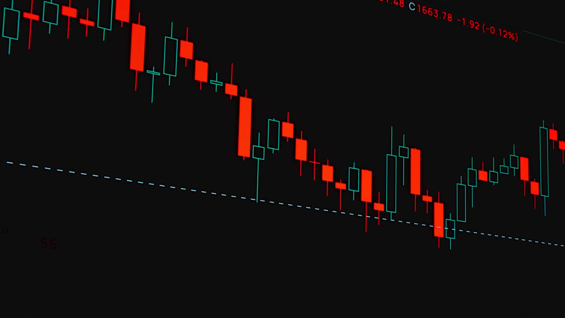 Grafico a candele sul monitor di una piattaforma di analisi tecnica dei mercati